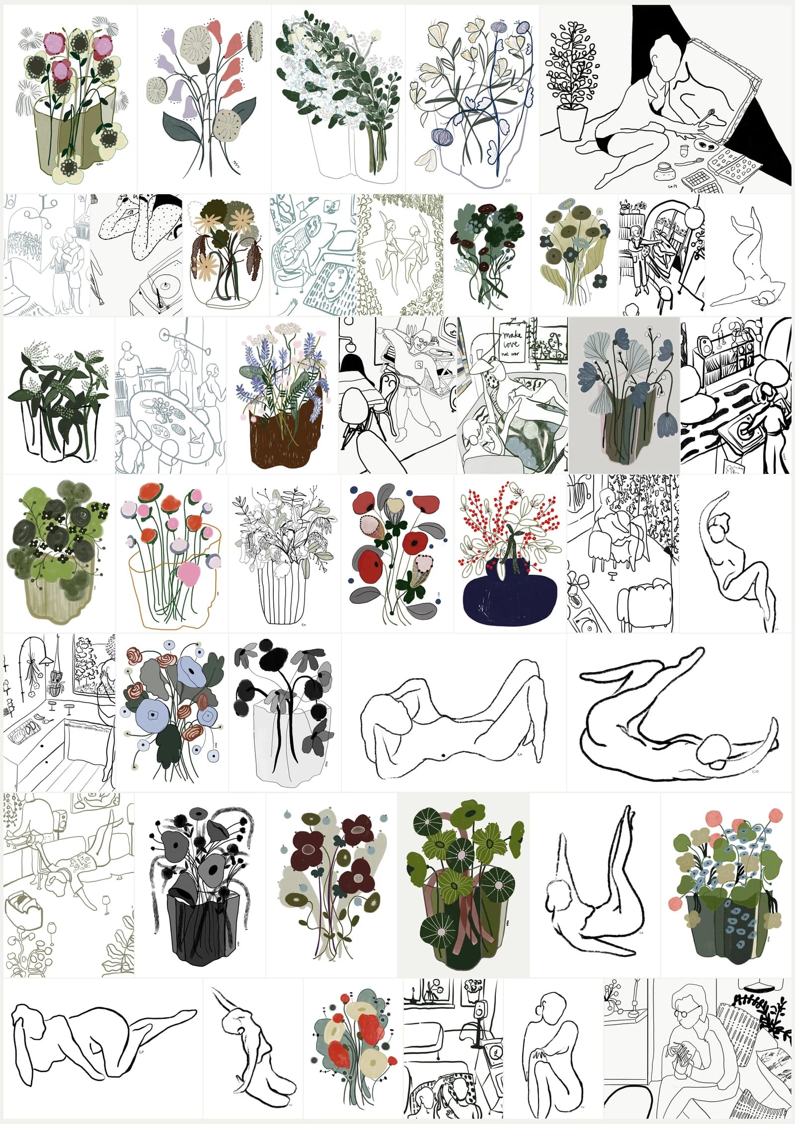 Every Essi Verlin art print in the shop, quilted into one sheet